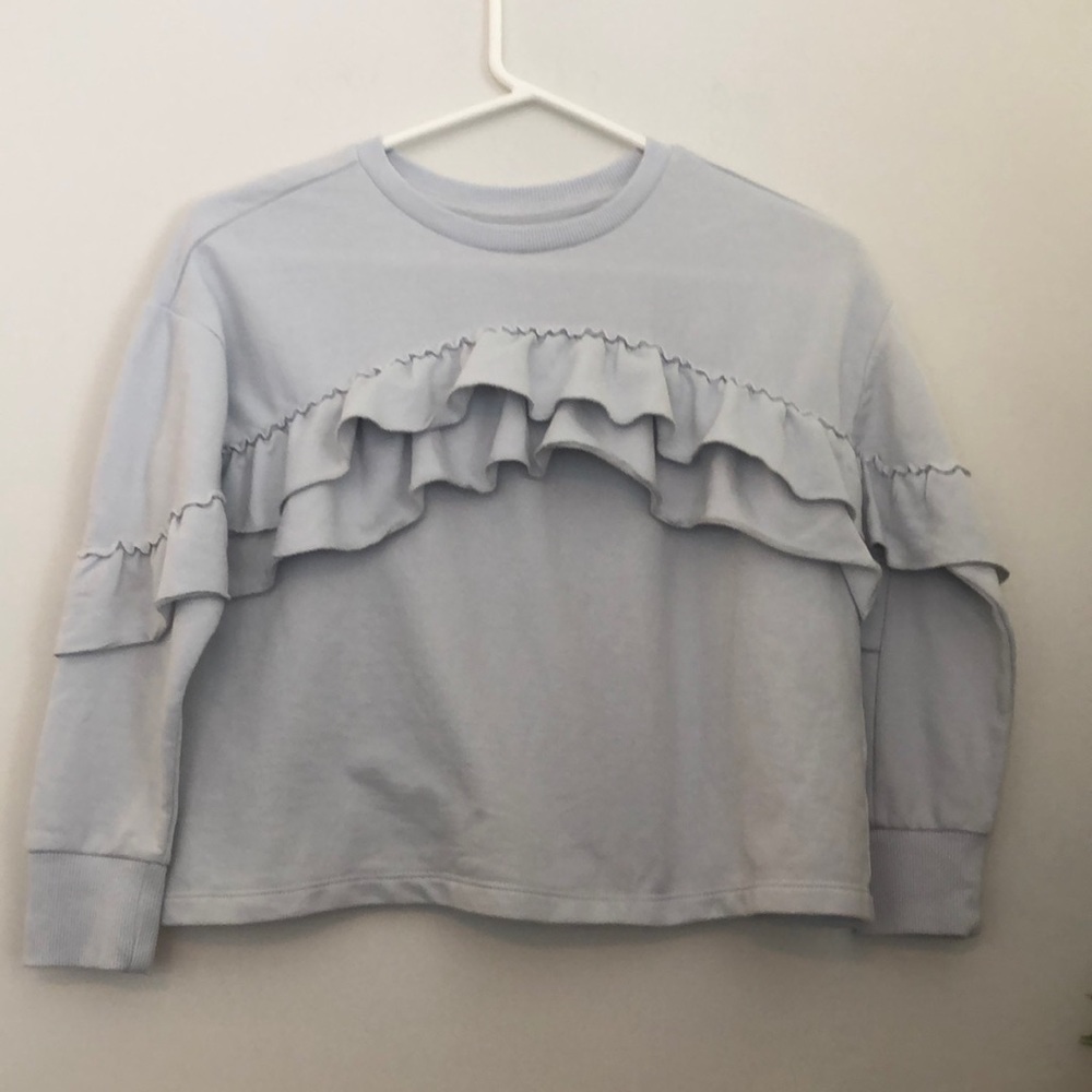 Gymboree grey sweatshirt ruffle top size 7/8